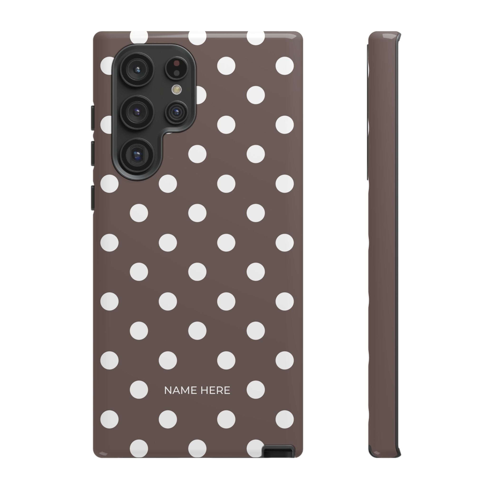 Brown & White PolkaDot Customisable Case