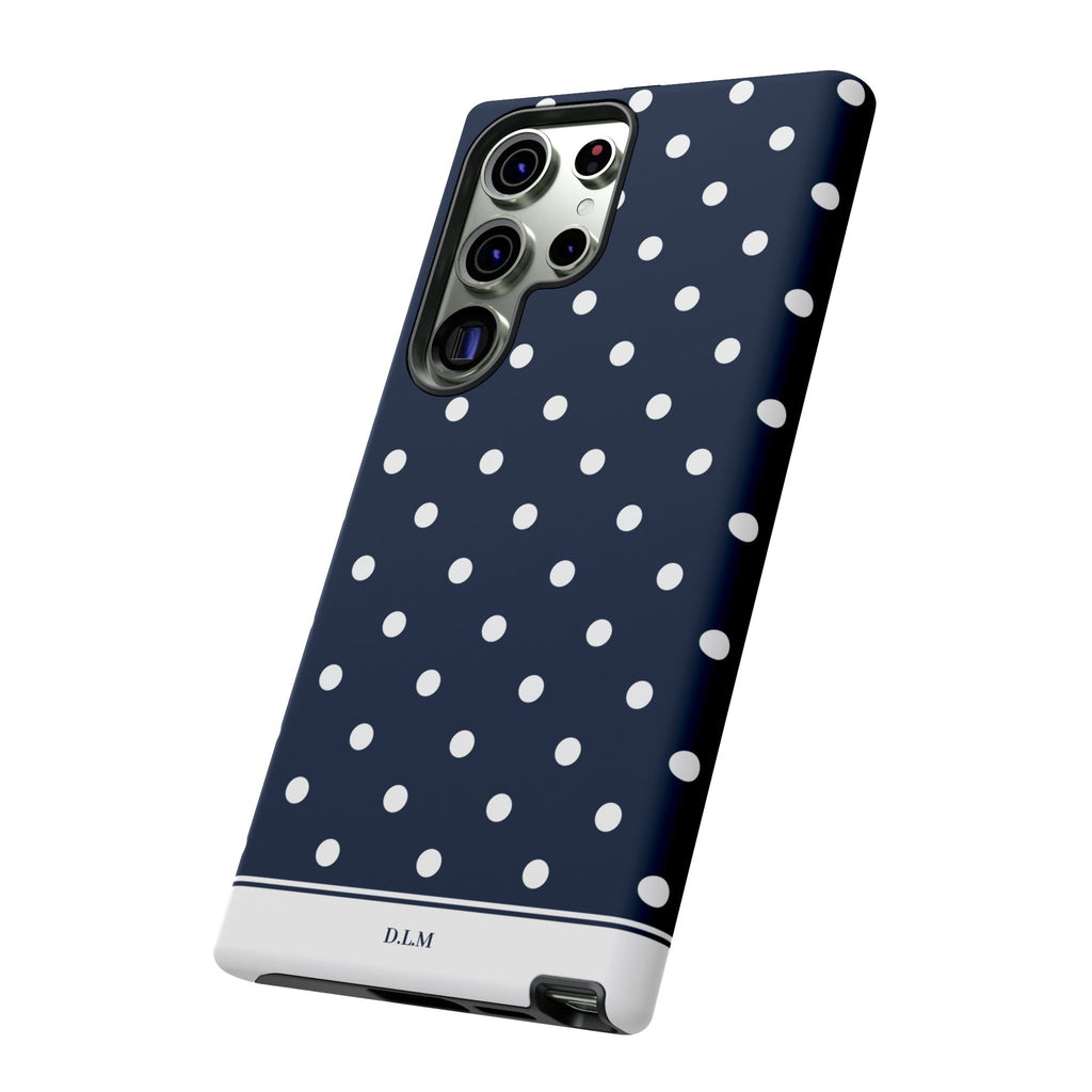 Navy Pearl Personalised Polka Dot Case