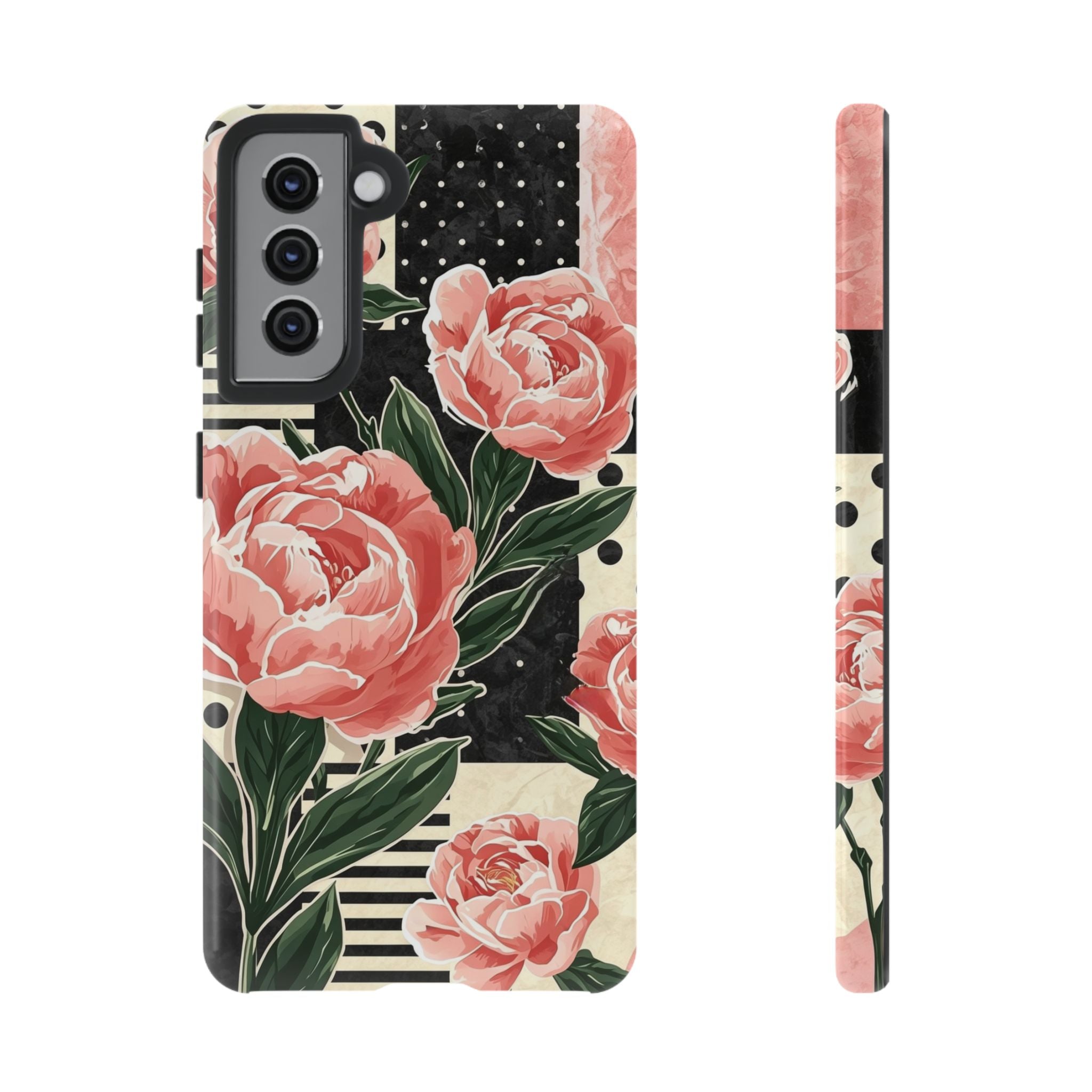 Pink Peony Stripes & Polka Dots