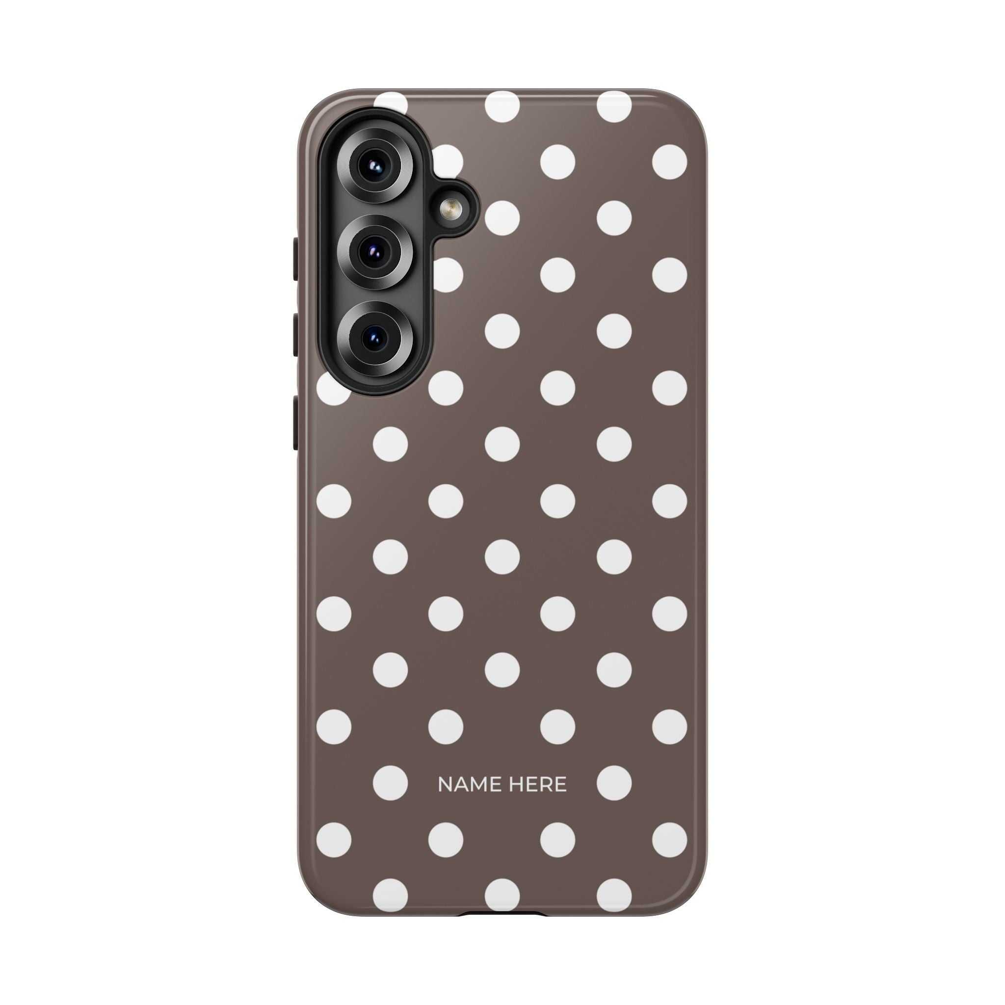 Brown & White PolkaDot Customisable Case