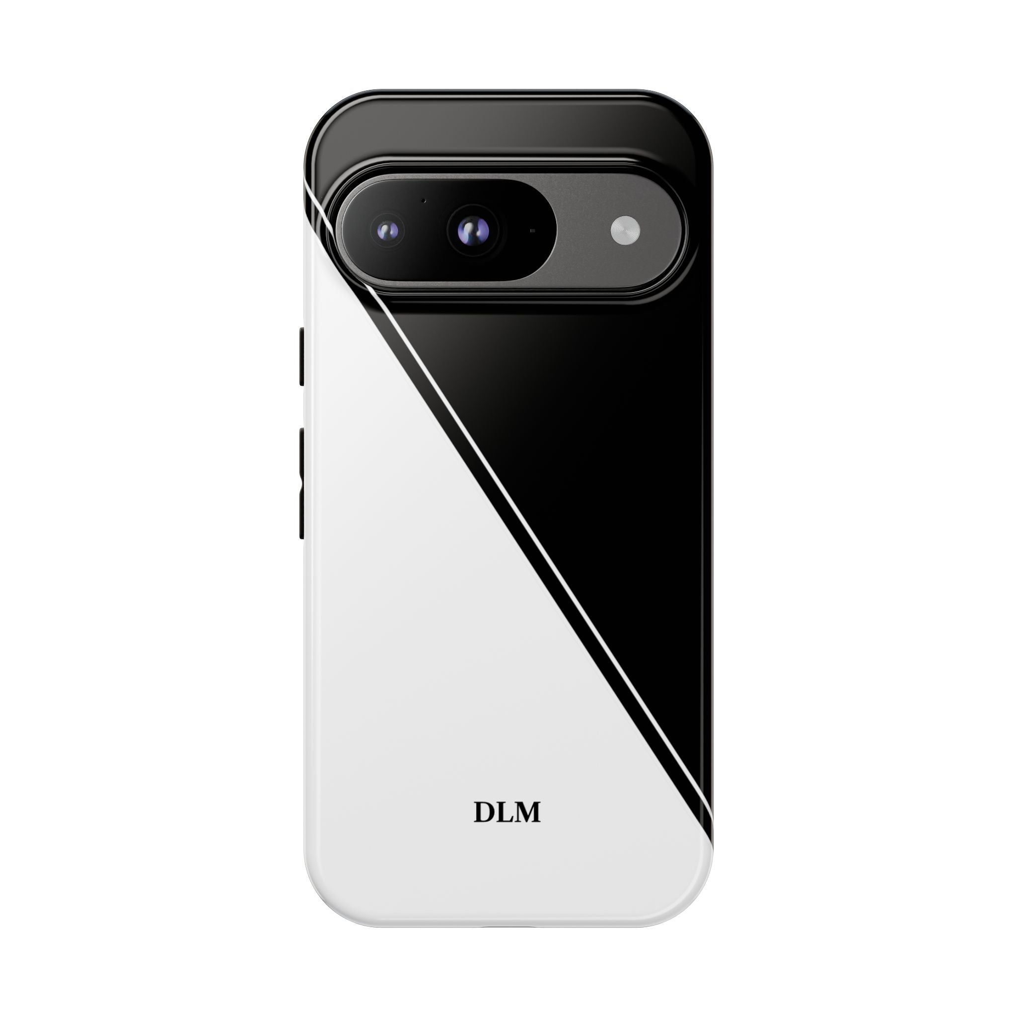 White/Black Two Tone Custom Initials Case