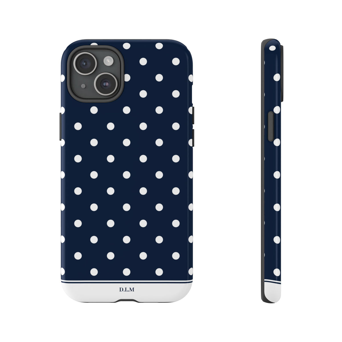 Navy Pearl Personalised Polka Dot Case