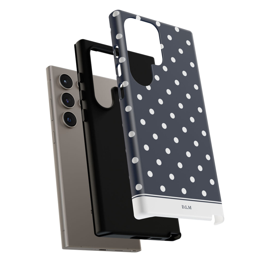 Navy Pearl Personalised Polka Dot Case