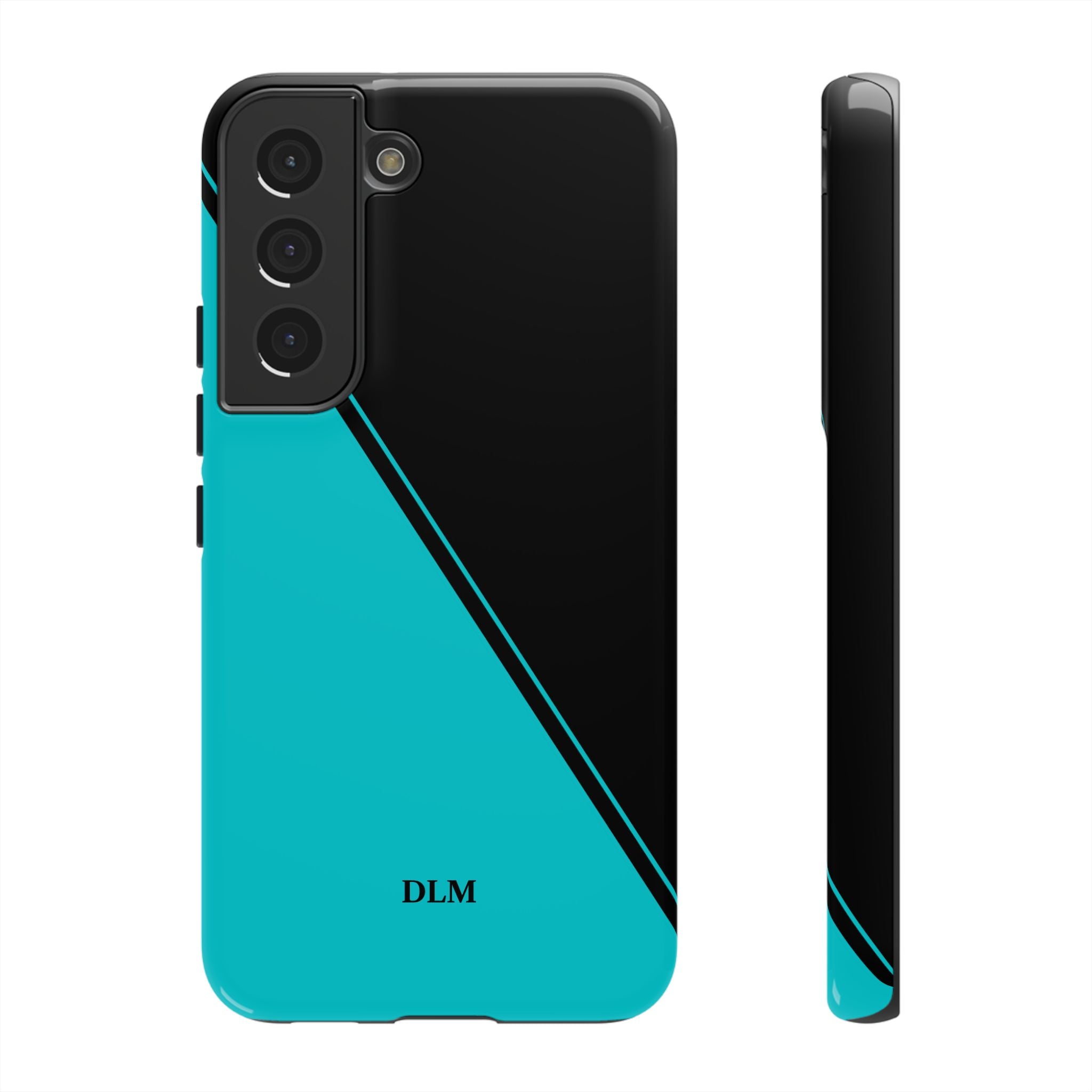 Tiffany/Black Two Tone Custom Initials Case