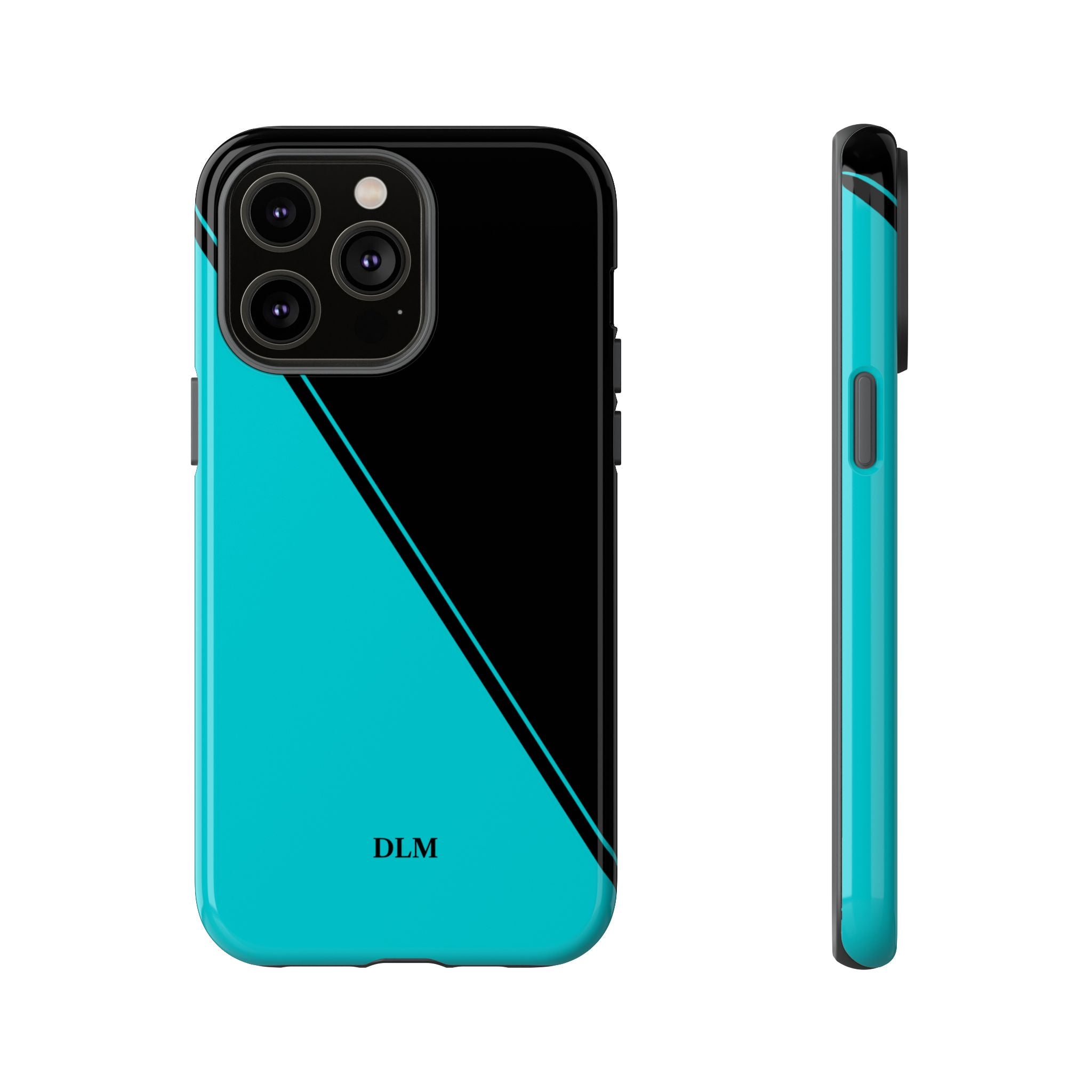 Tiffany/Black Two Tone Custom Initials Case