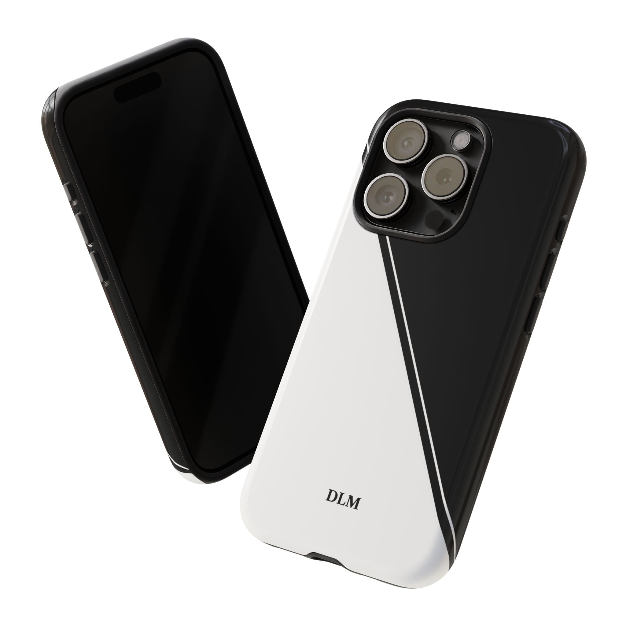 White/Black Two Tone Custom Initials Case