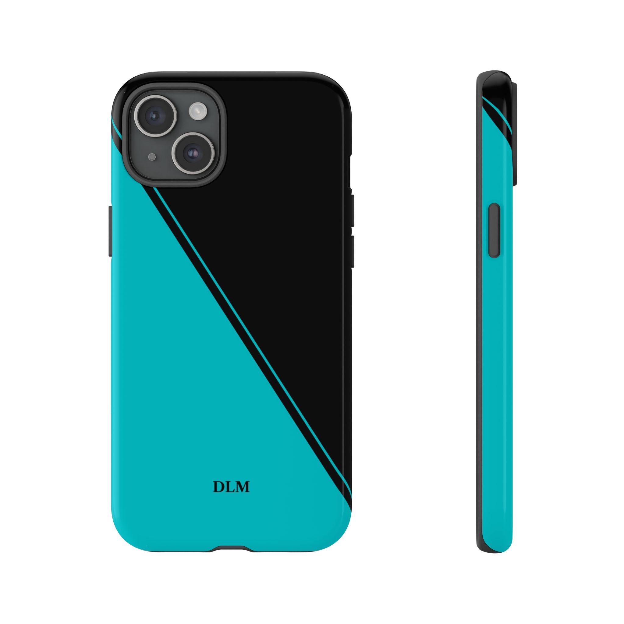 Tiffany/Black Two Tone Custom Initials Case