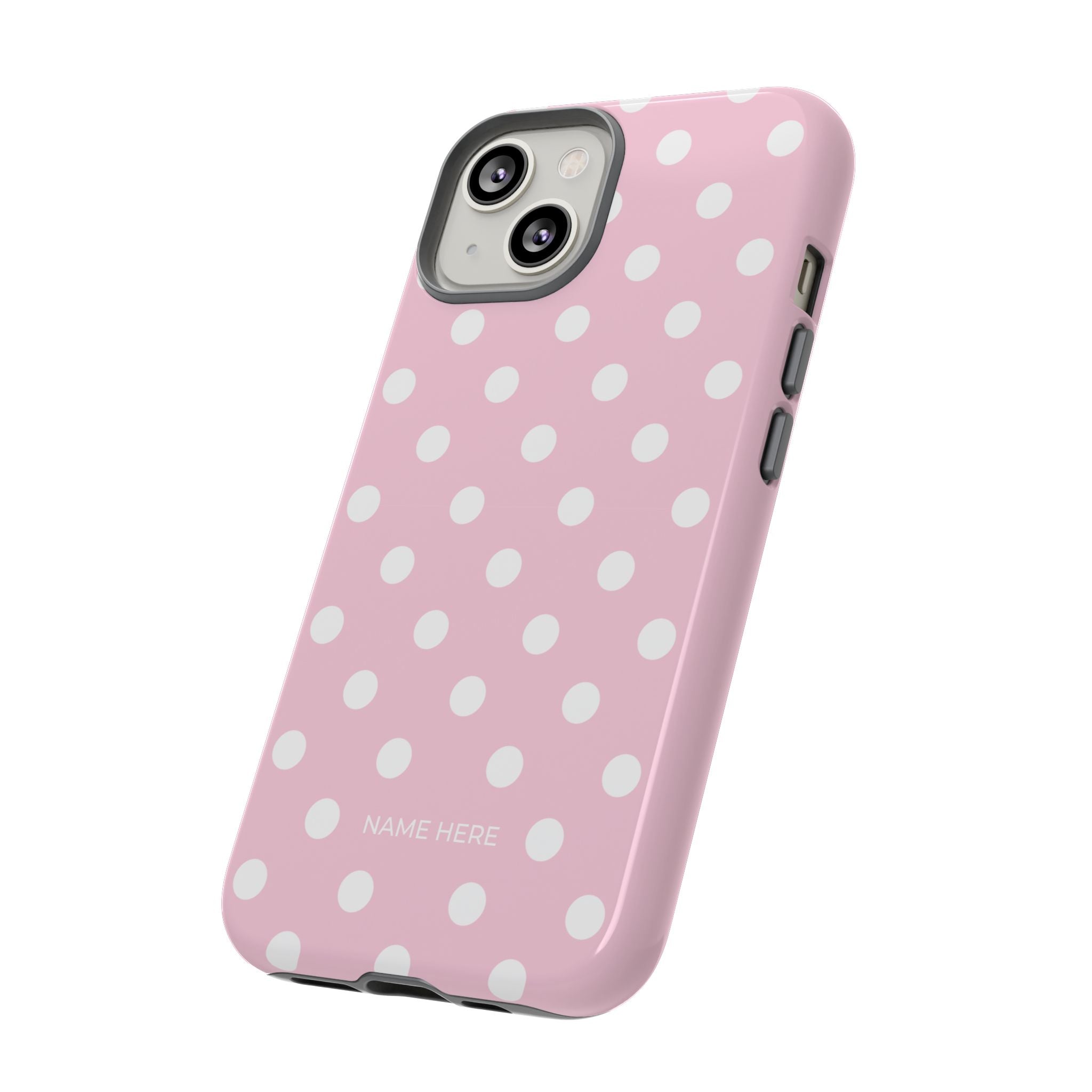 Pink & White PolkaDot Customisable Name Case