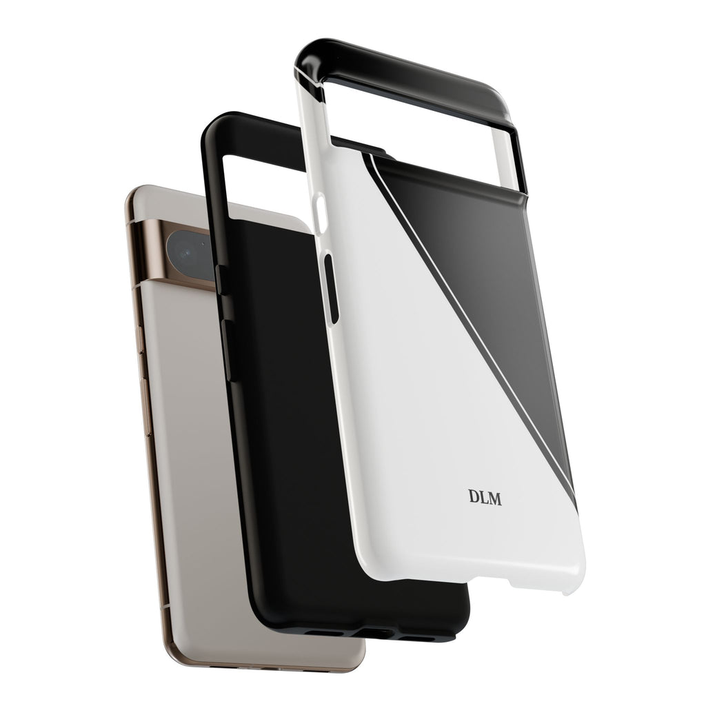 White/Black Two Tone Custom Initials Case