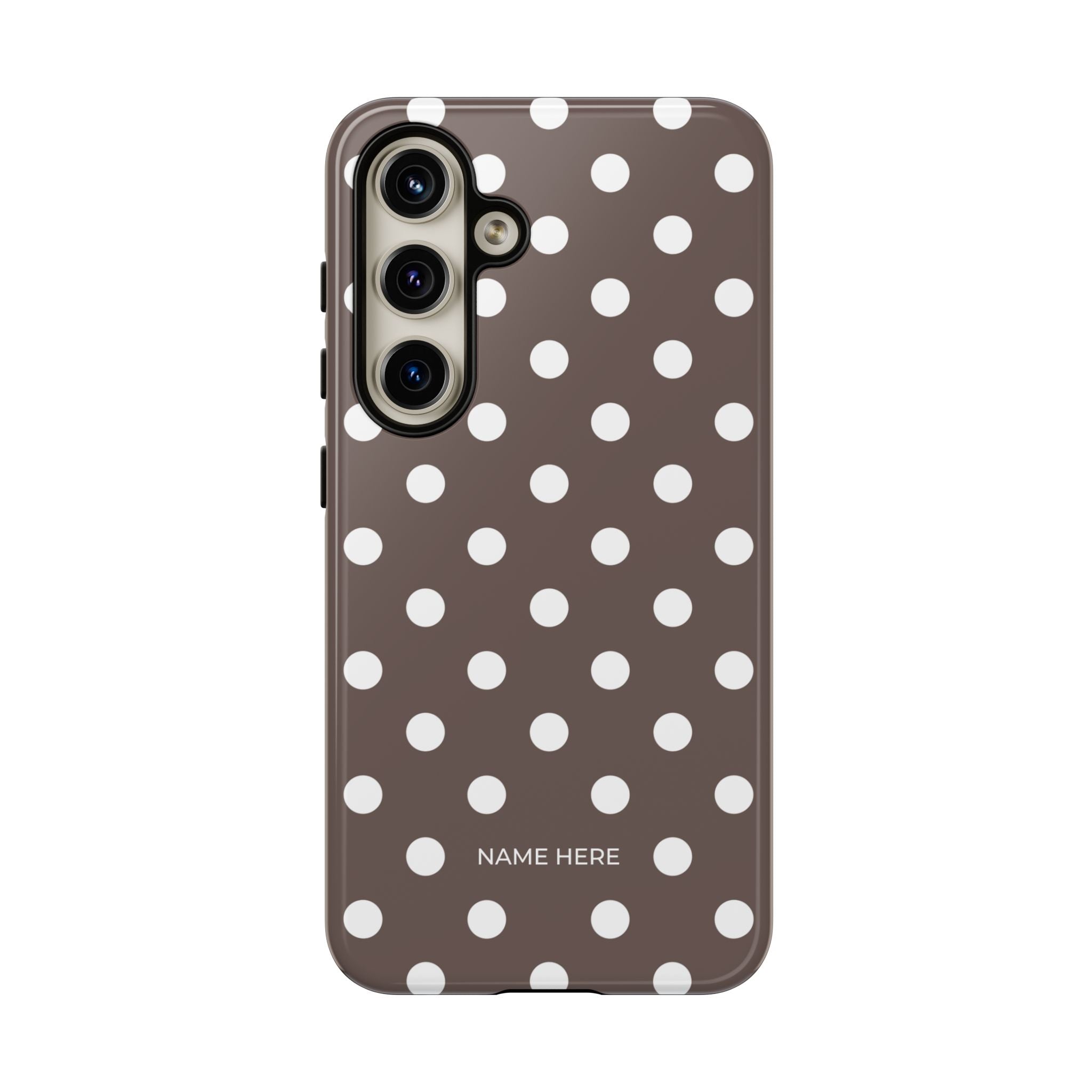 Brown & White PolkaDot Customisable Case