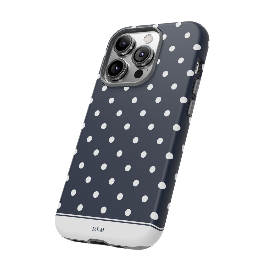 Navy Pearl Personalised Polka Dot Case