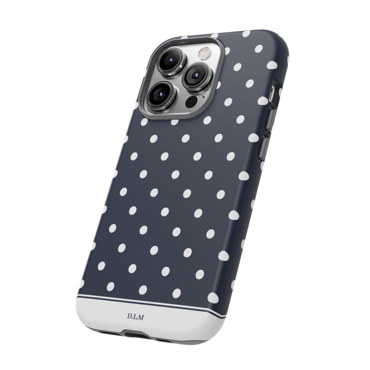 Navy Pearl Personalised Polka Dot Case