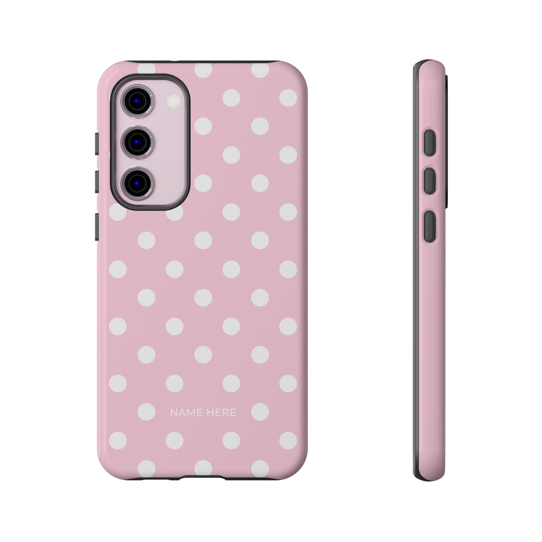 Pink & White PolkaDot Customisable Name Case
