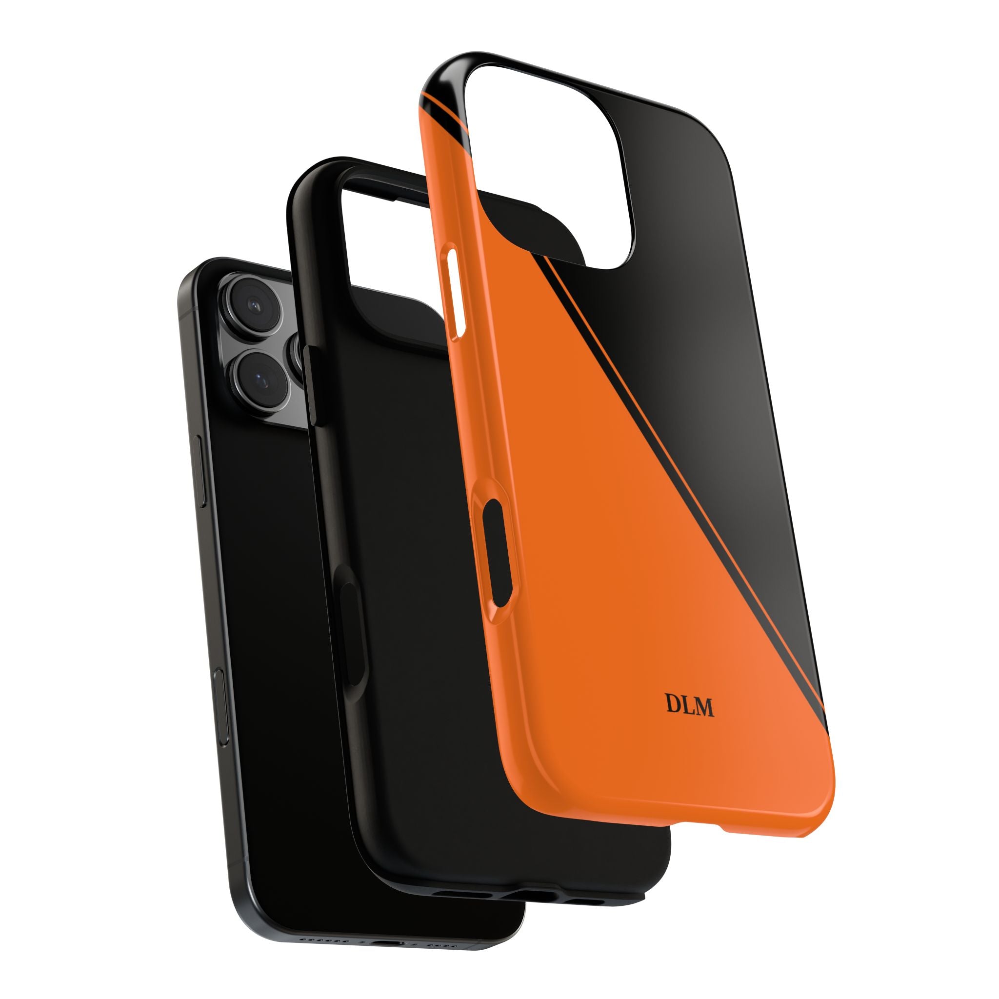 Orange/Black Two Tone Custom Initials Case