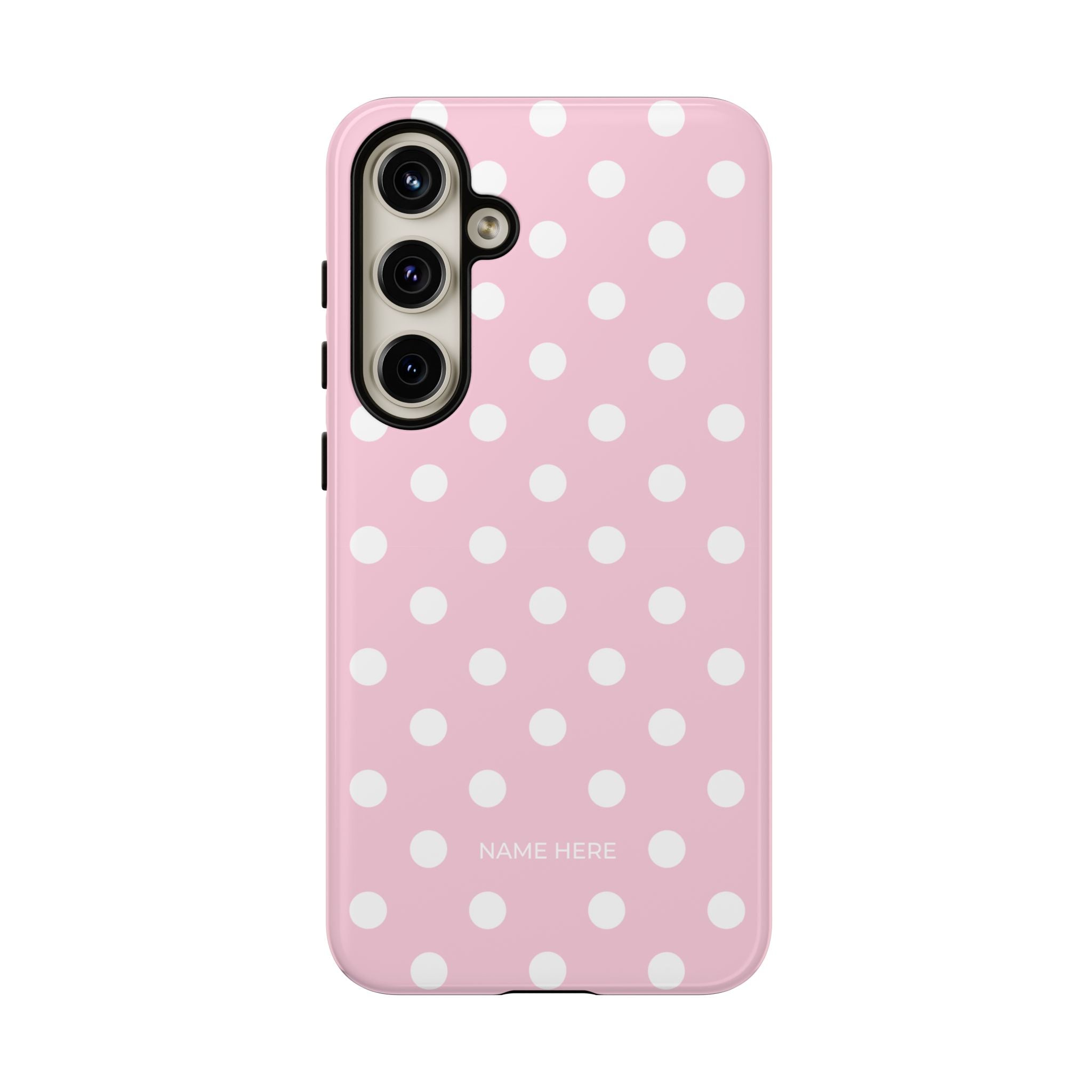 Pink & White PolkaDot Customisable Name Case