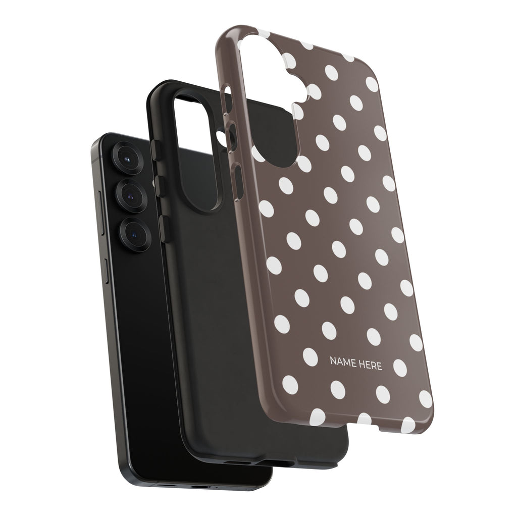Brown & White PolkaDot Customisable Case
