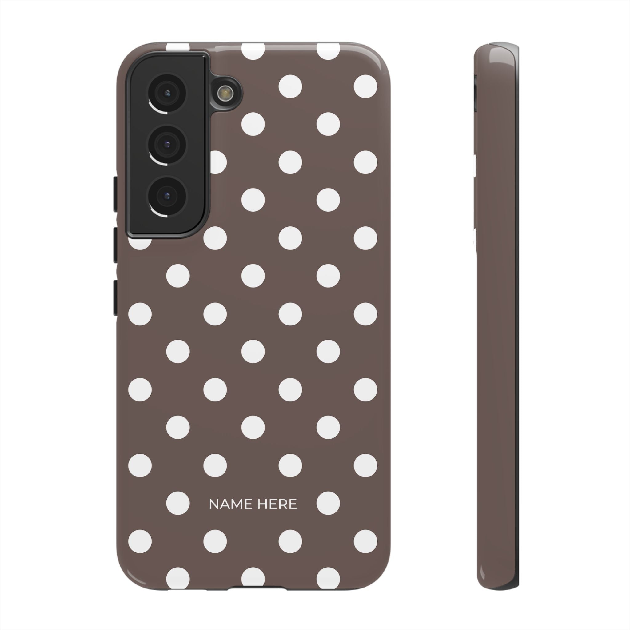 Brown & White PolkaDot Customisable Case