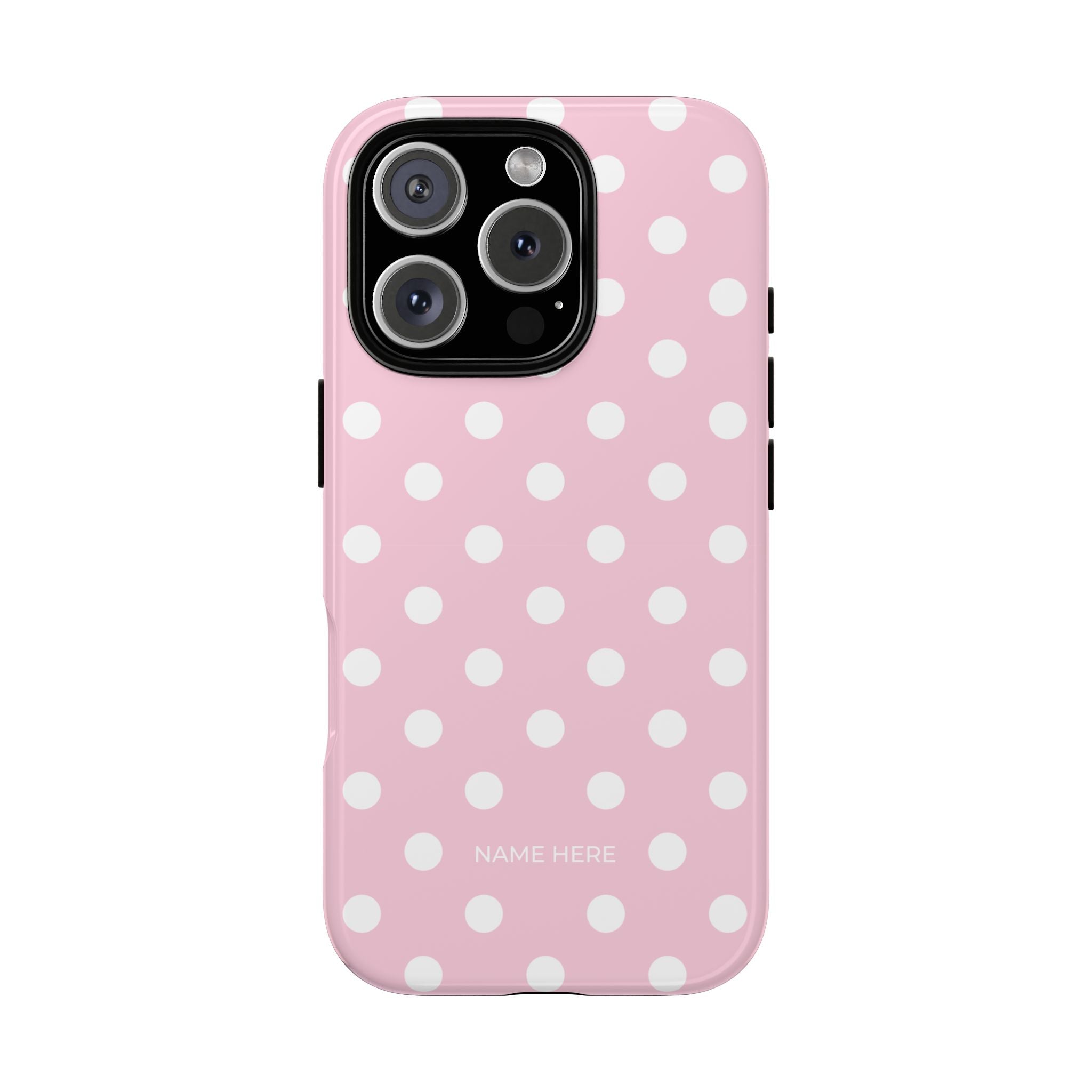 Pink & White PolkaDot Customisable Name Case