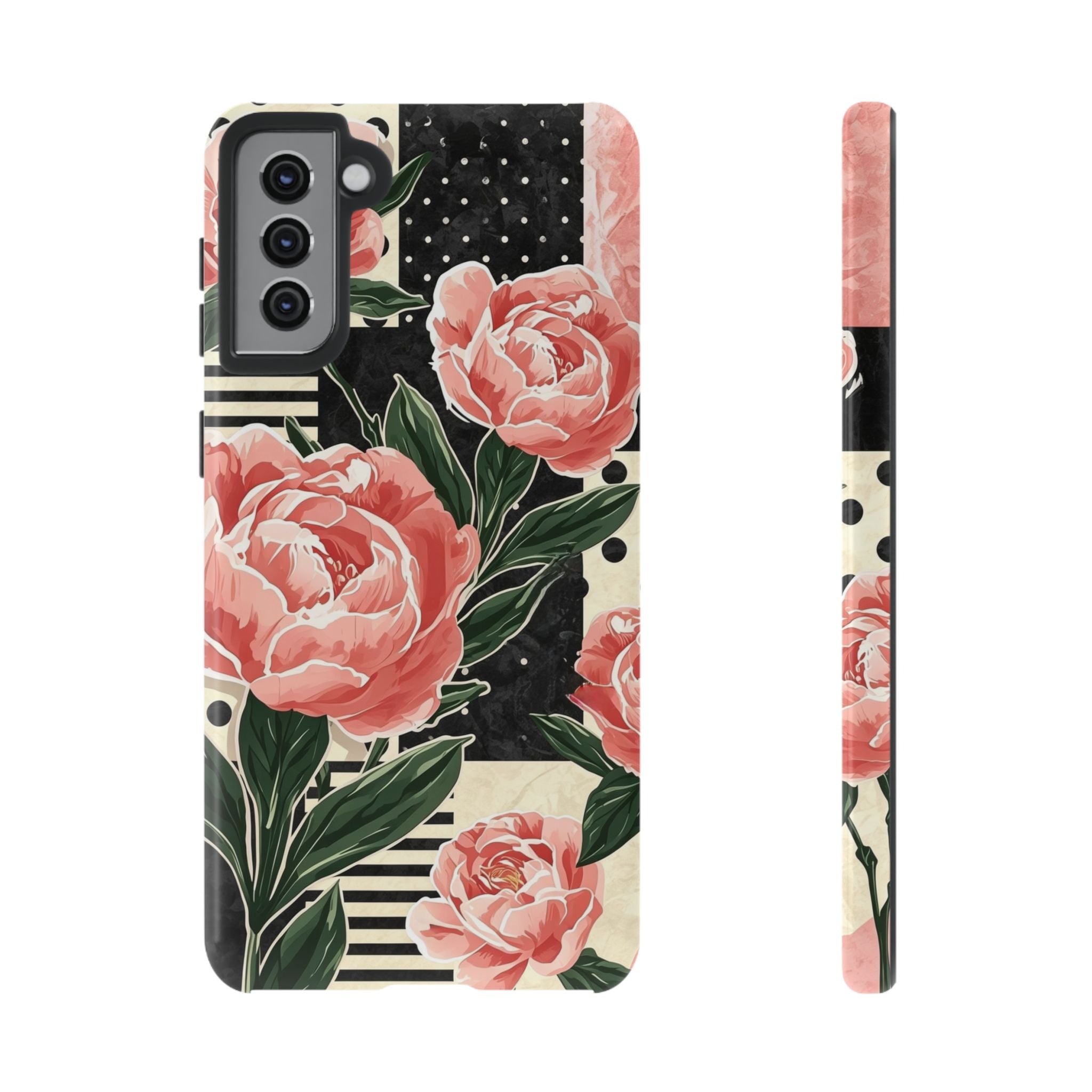 Pink Peony Stripes & Polka Dots