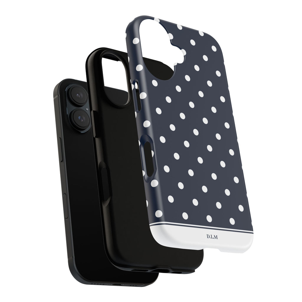 Navy Pearl Personalised Polka Dot Case