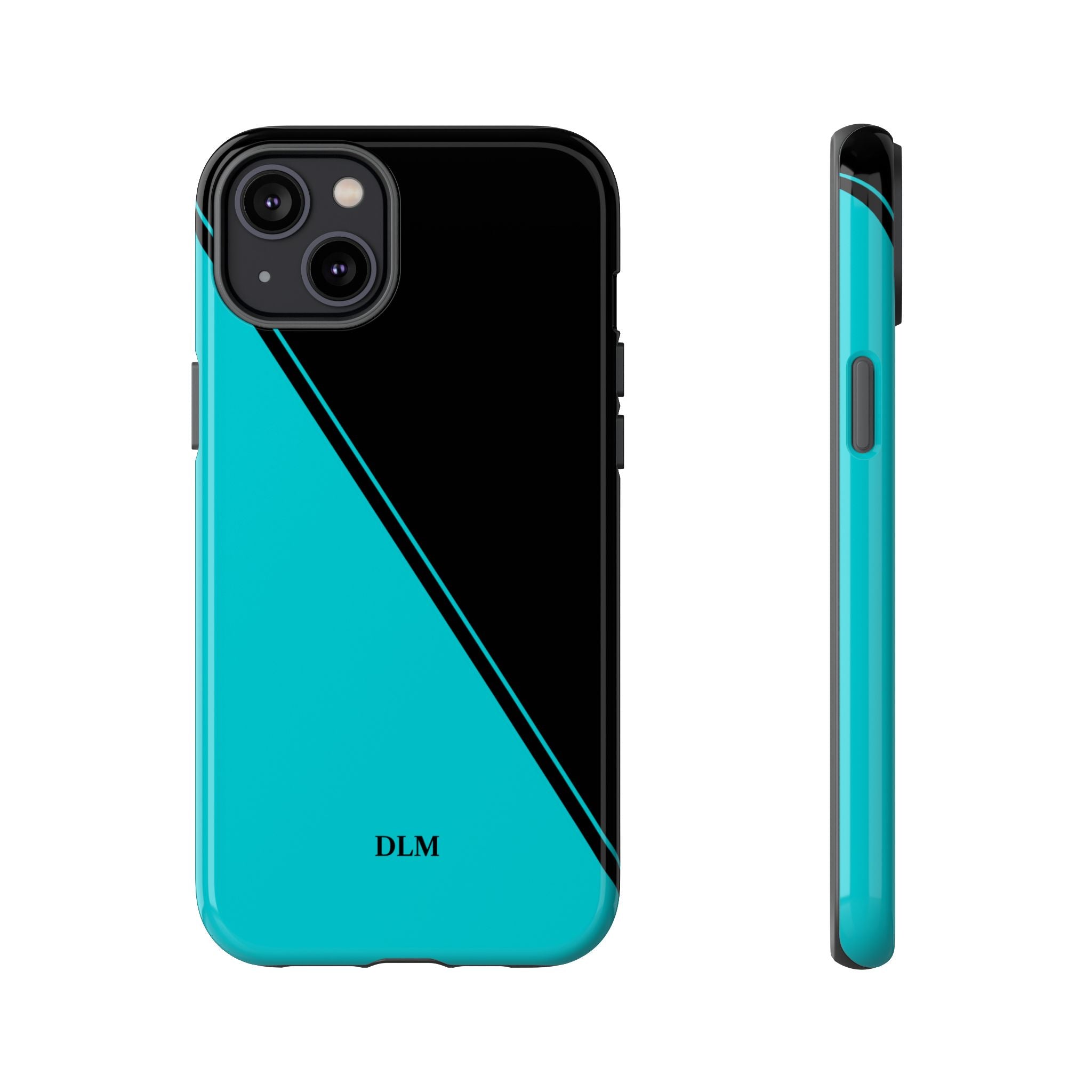 Tiffany/Black Two Tone Custom Initials Case