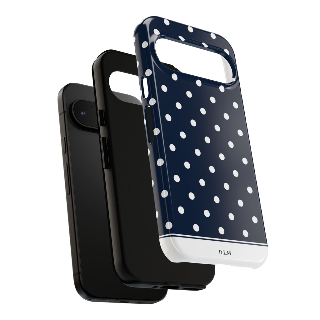 Navy Pearl Personalised Polka Dot Case