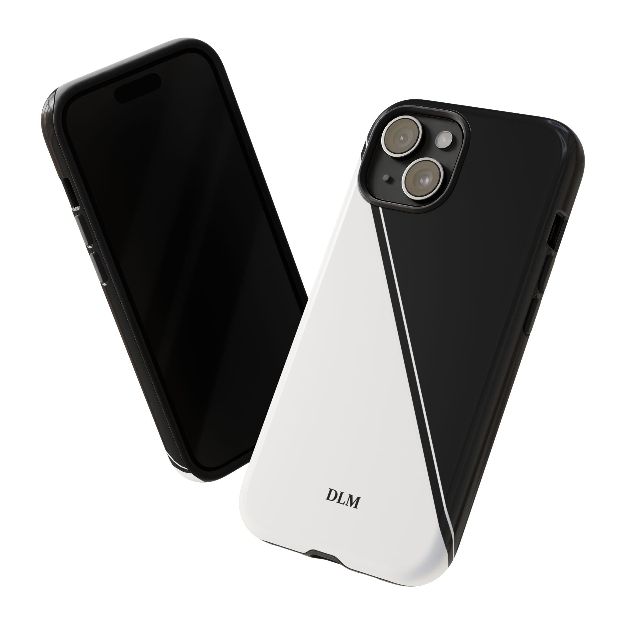 White/Black Two Tone Custom Initials Case