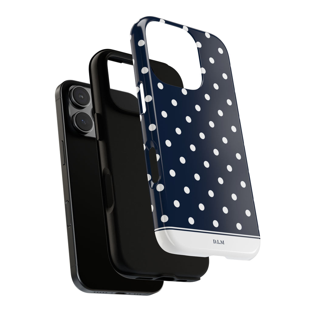 Navy Pearl Personalised Polka Dot Case