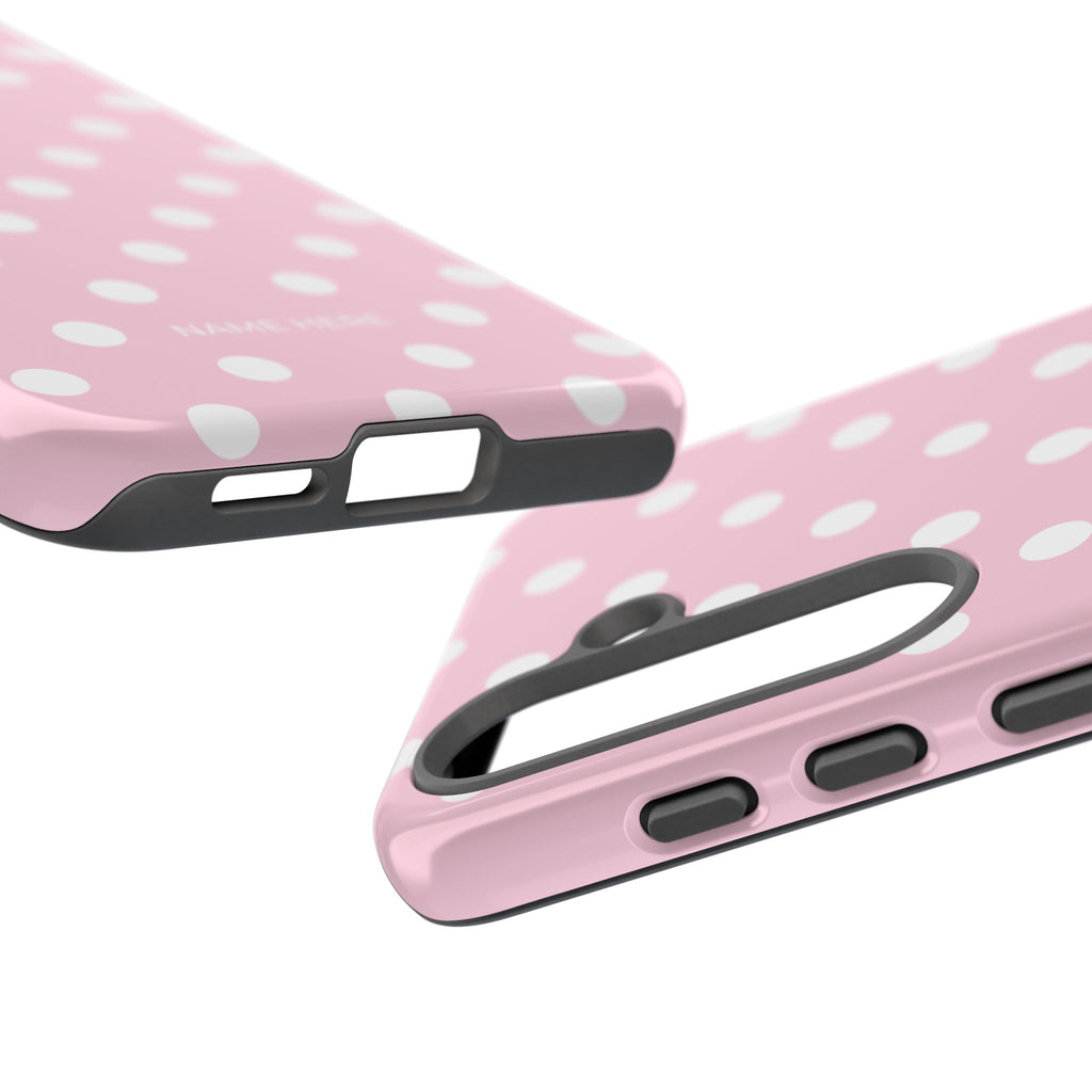 Pink & White PolkaDot Customisable Name Case