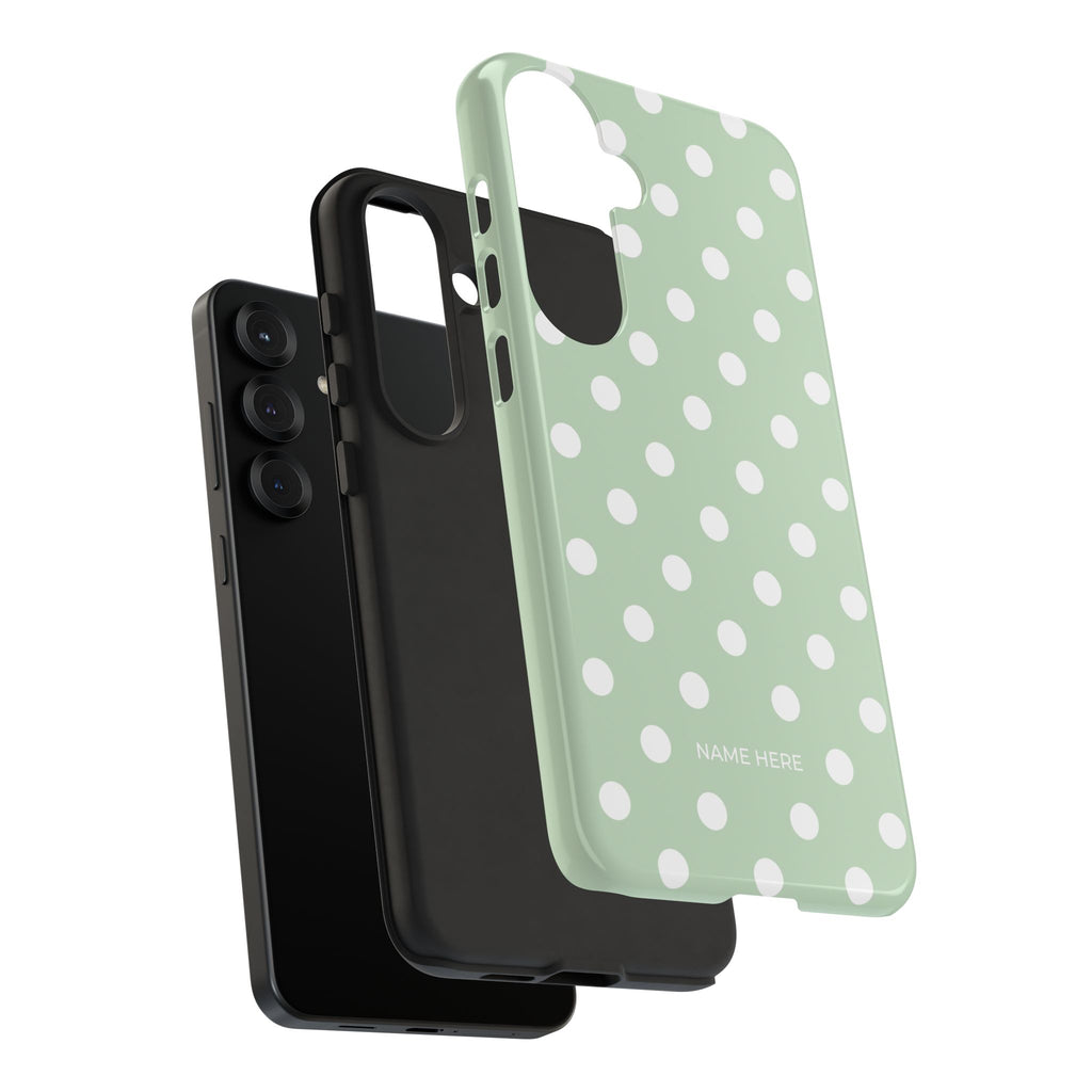Green & White Polka Dot Customisable Case