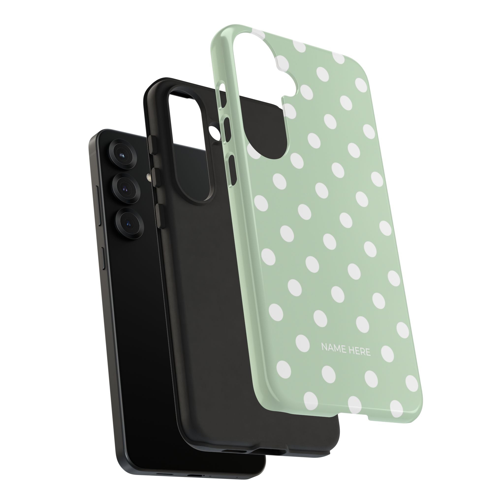 Green & White Polka Dot Customisable Case
