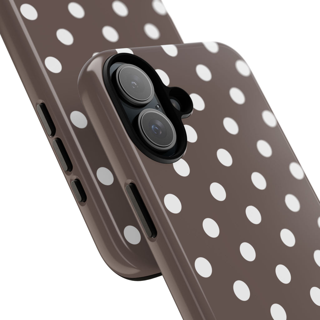 Brown & White PolkaDot Customisable Case
