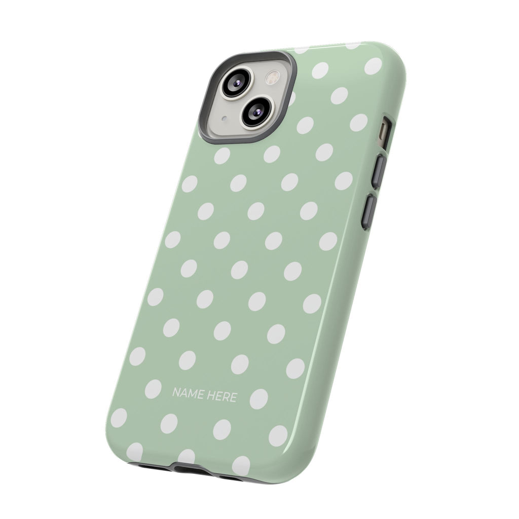 Green & White Polka Dot Customisable Case