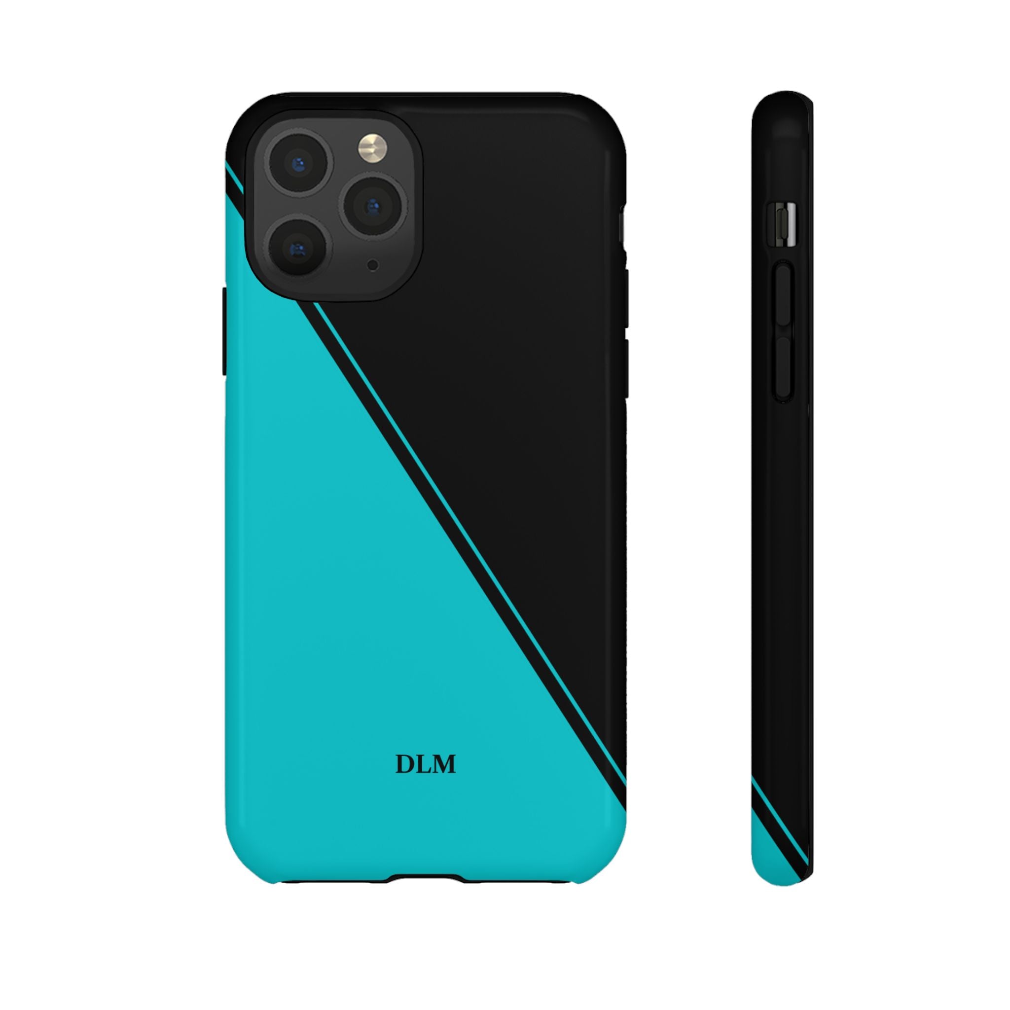 Tiffany/Black Two Tone Custom Initials Case