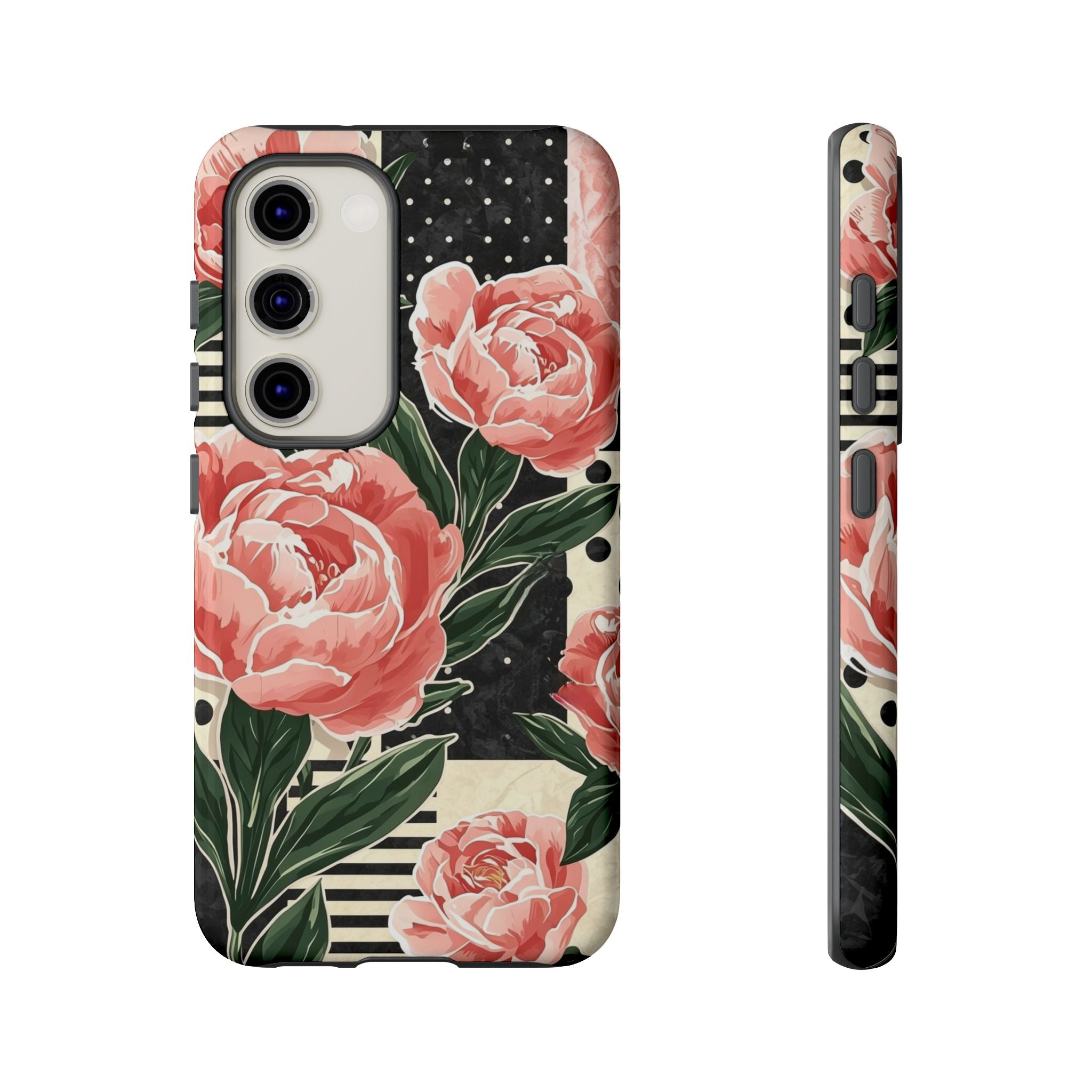 Pink Peony Stripes & Polka Dots