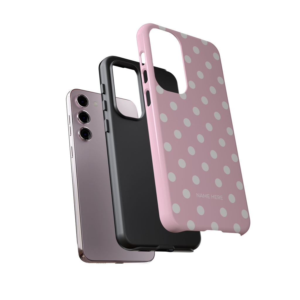 Pink & White PolkaDot Customisable Name Case