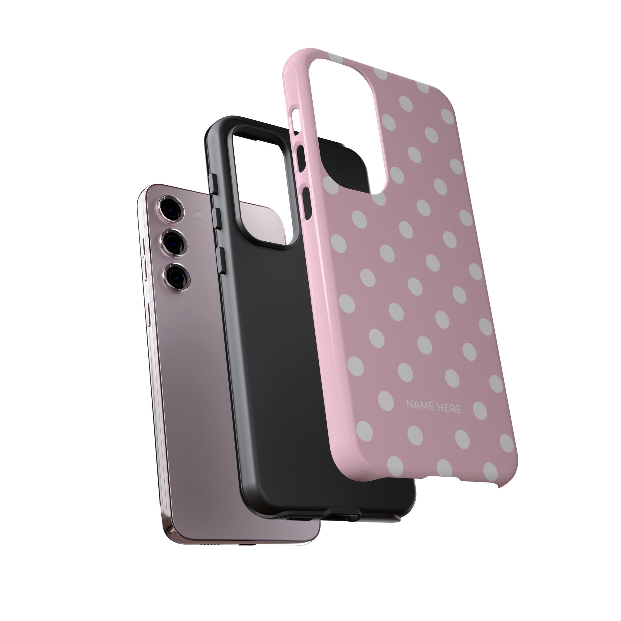 Pink & White PolkaDot Customisable Name Case