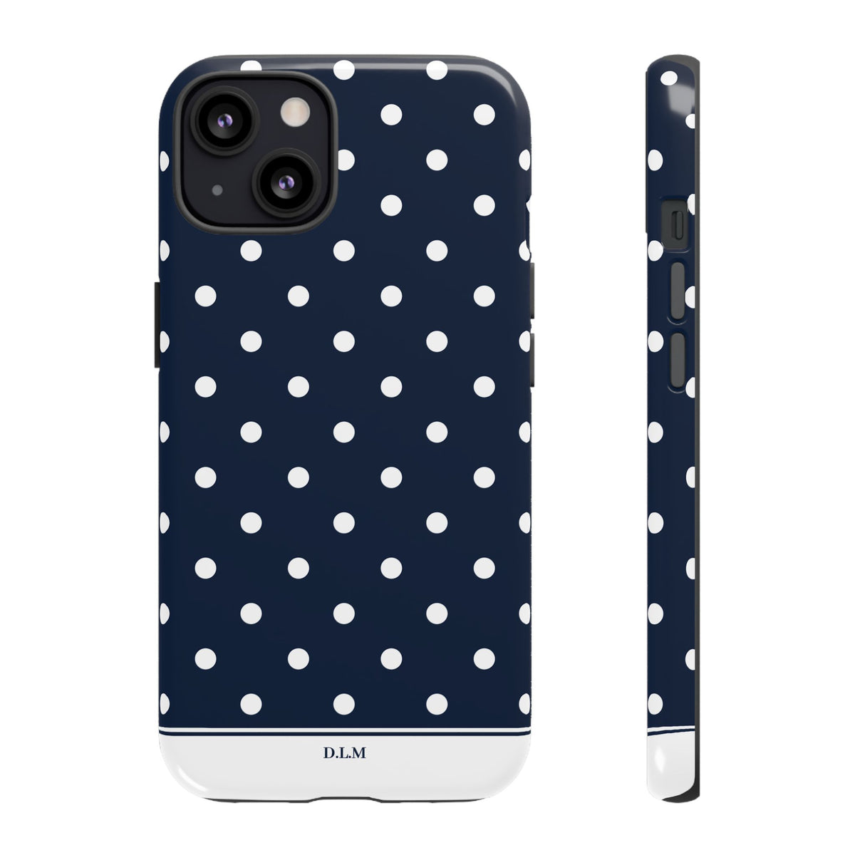 Navy Pearl Personalised Polka Dot Case