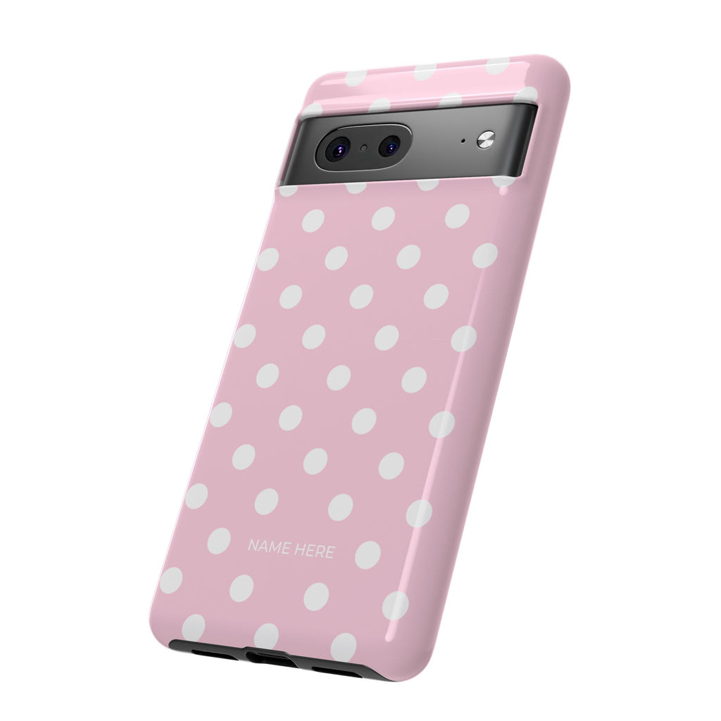 Pink & White PolkaDot Customisable Name Case