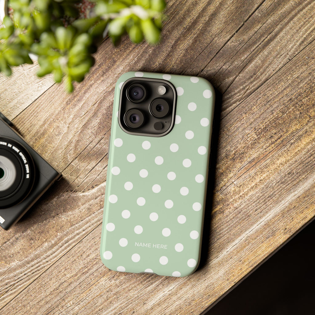 Green & White Polka Dot Customisable Case