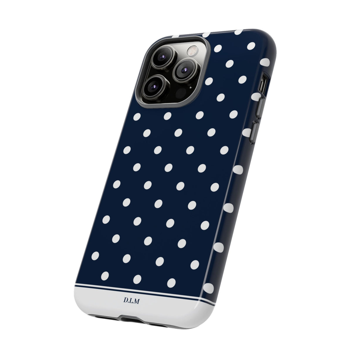 Navy Pearl Personalised Polka Dot Case