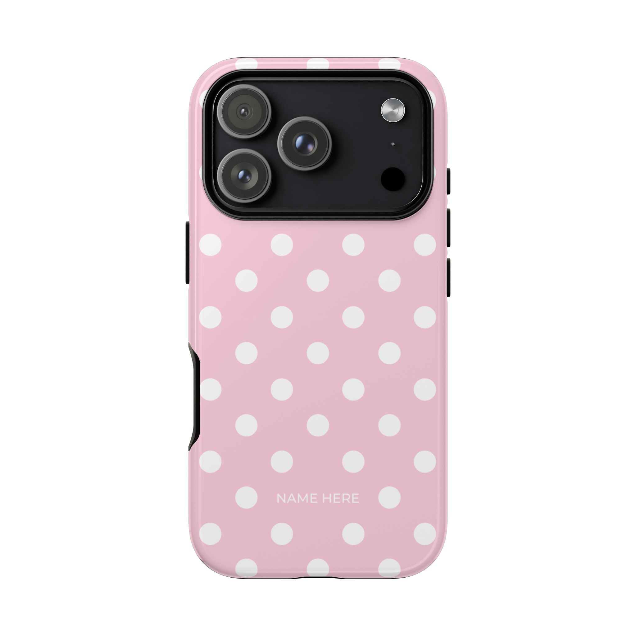 Pink & White PolkaDot Customisable Name Case