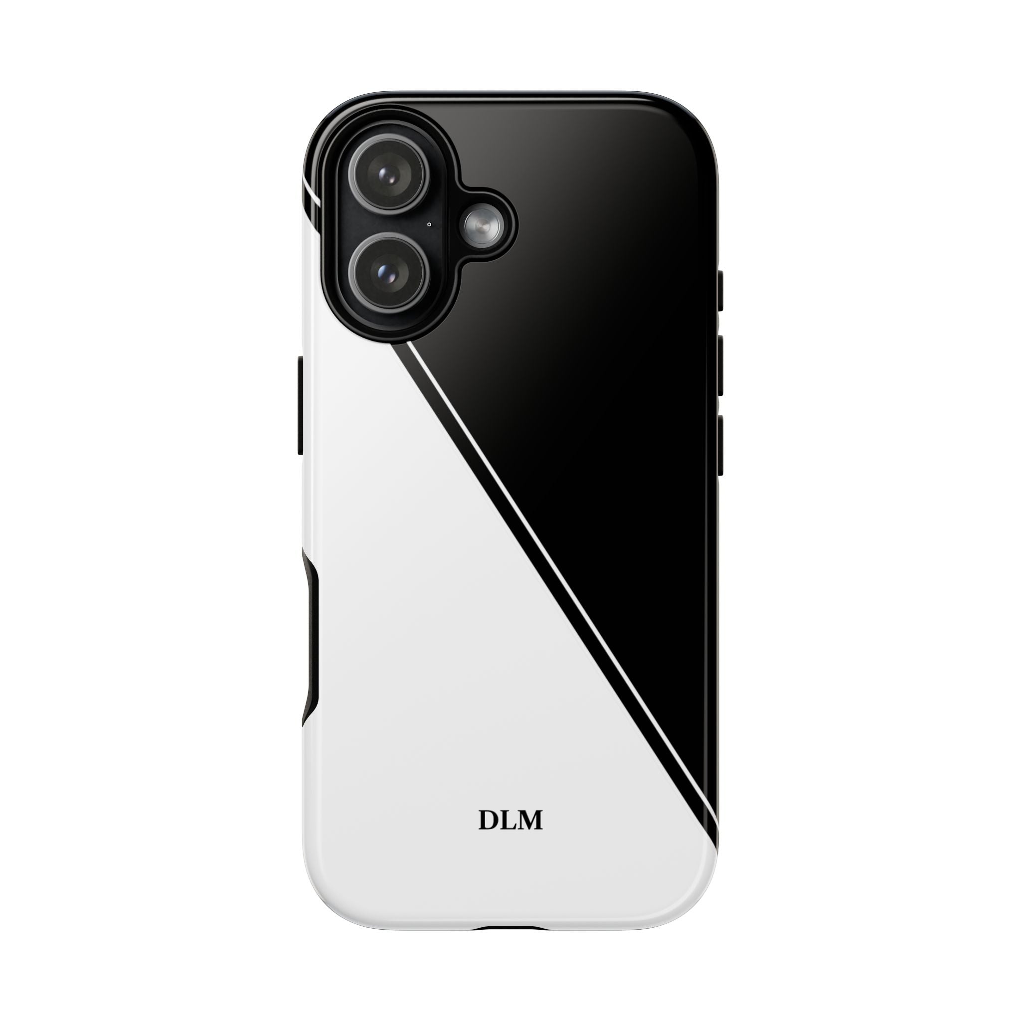 White/Black Two Tone Custom Initials Case