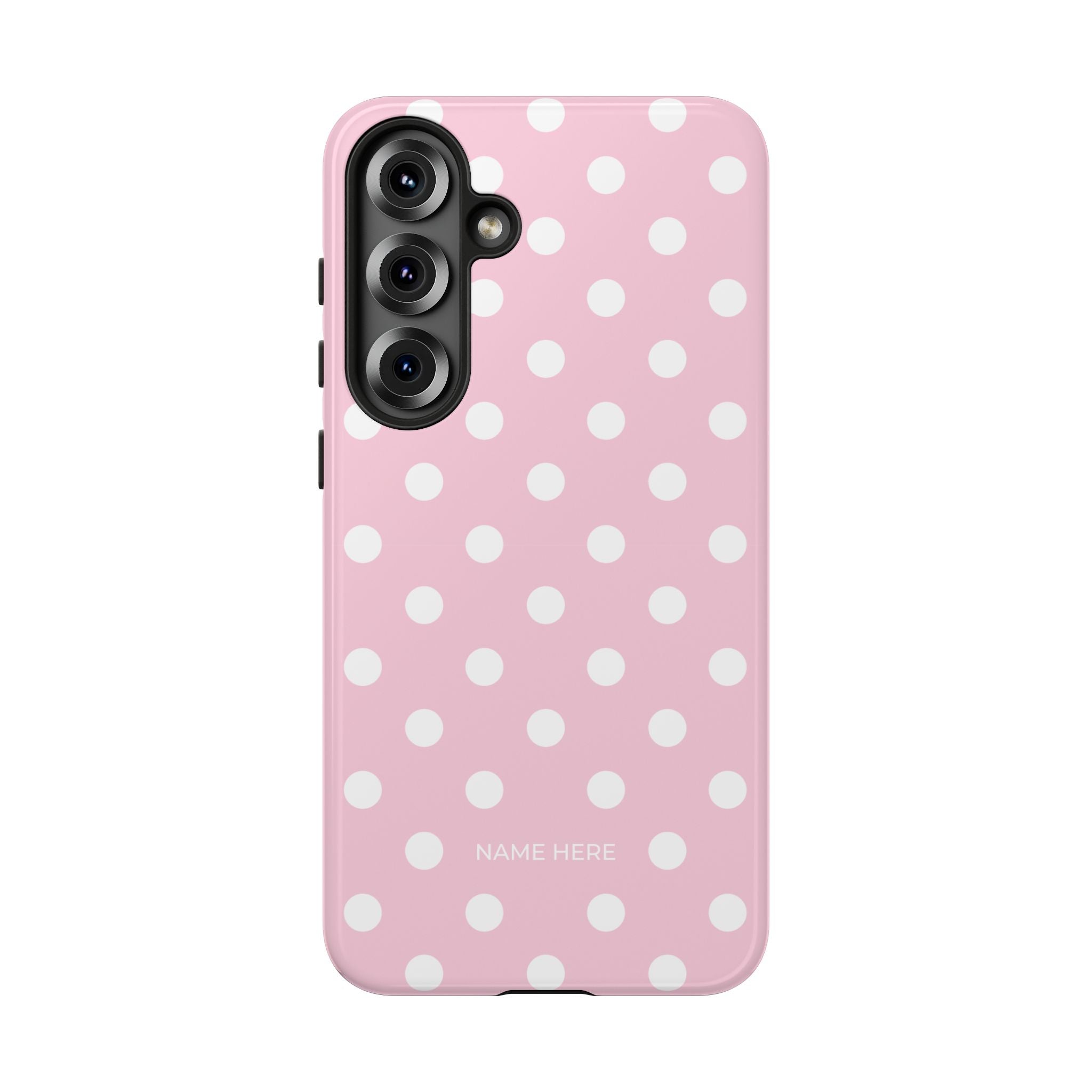 Pink & White PolkaDot Customisable Name Case