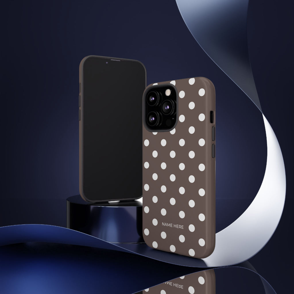 Brown & White PolkaDot Customisable Case