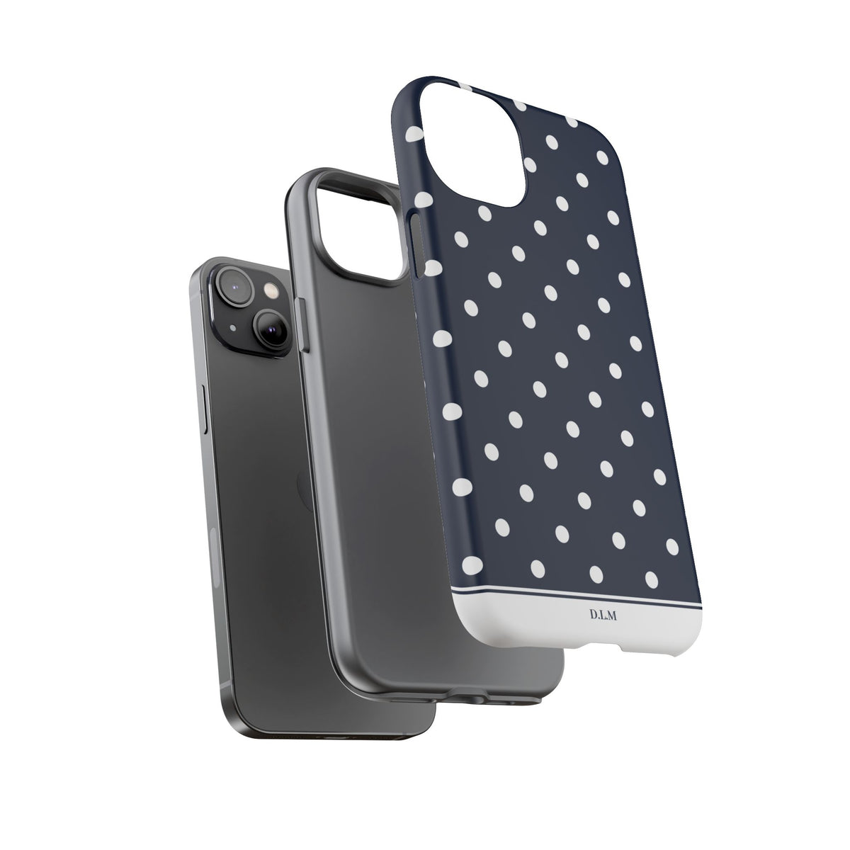 Navy Pearl Personalised Polka Dot Case