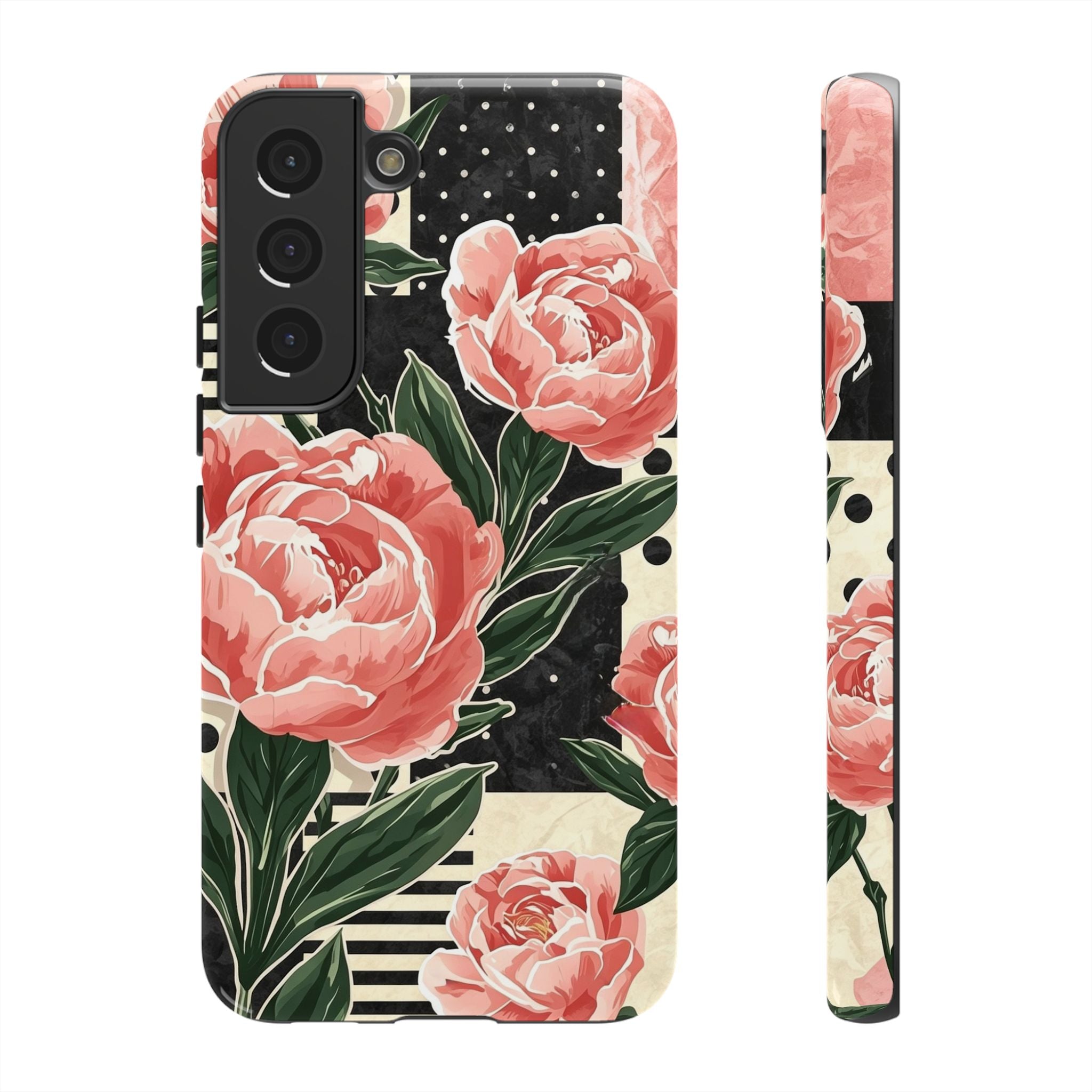 Pink Peony Stripes & Polka Dots