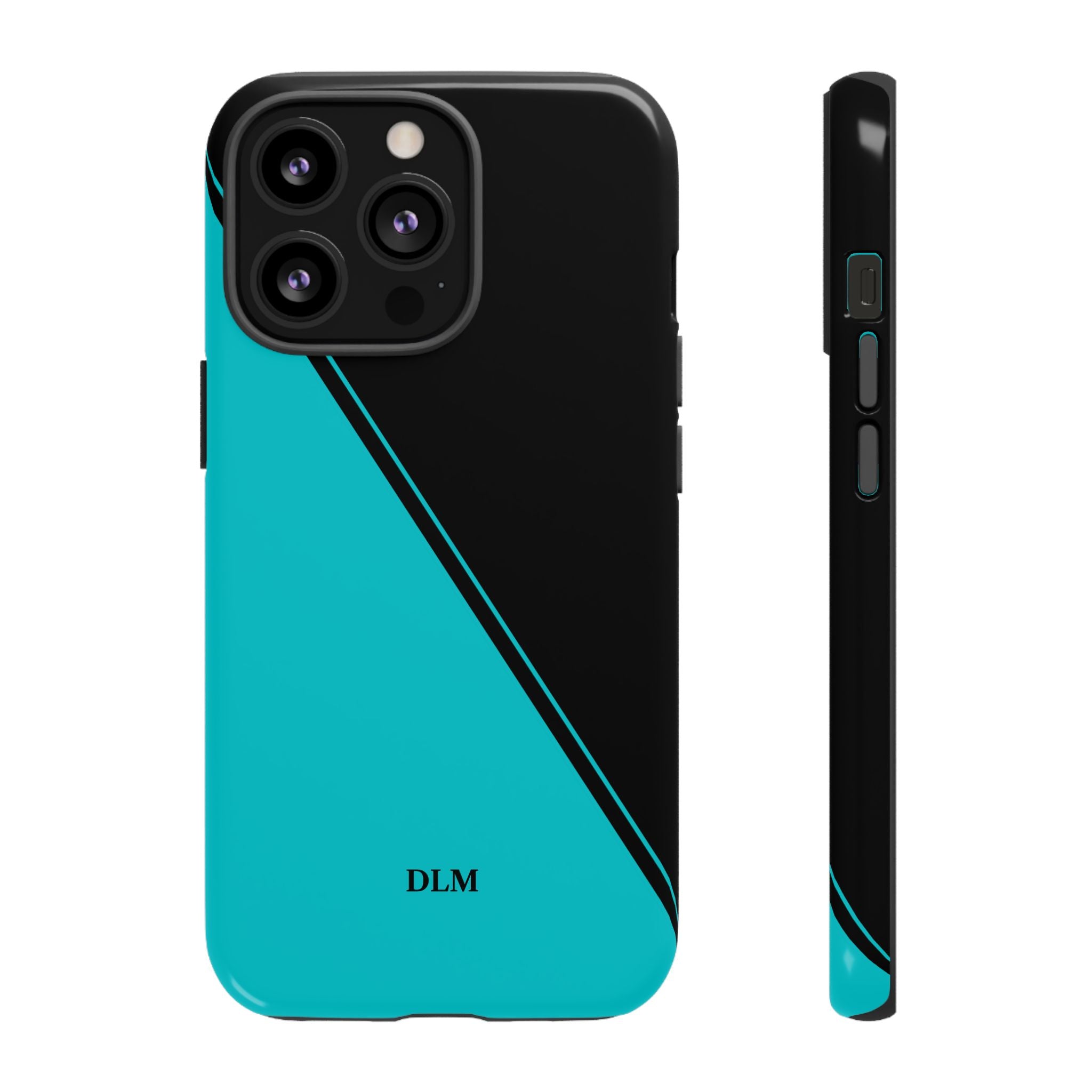 Tiffany/Black Two Tone Custom Initials Case