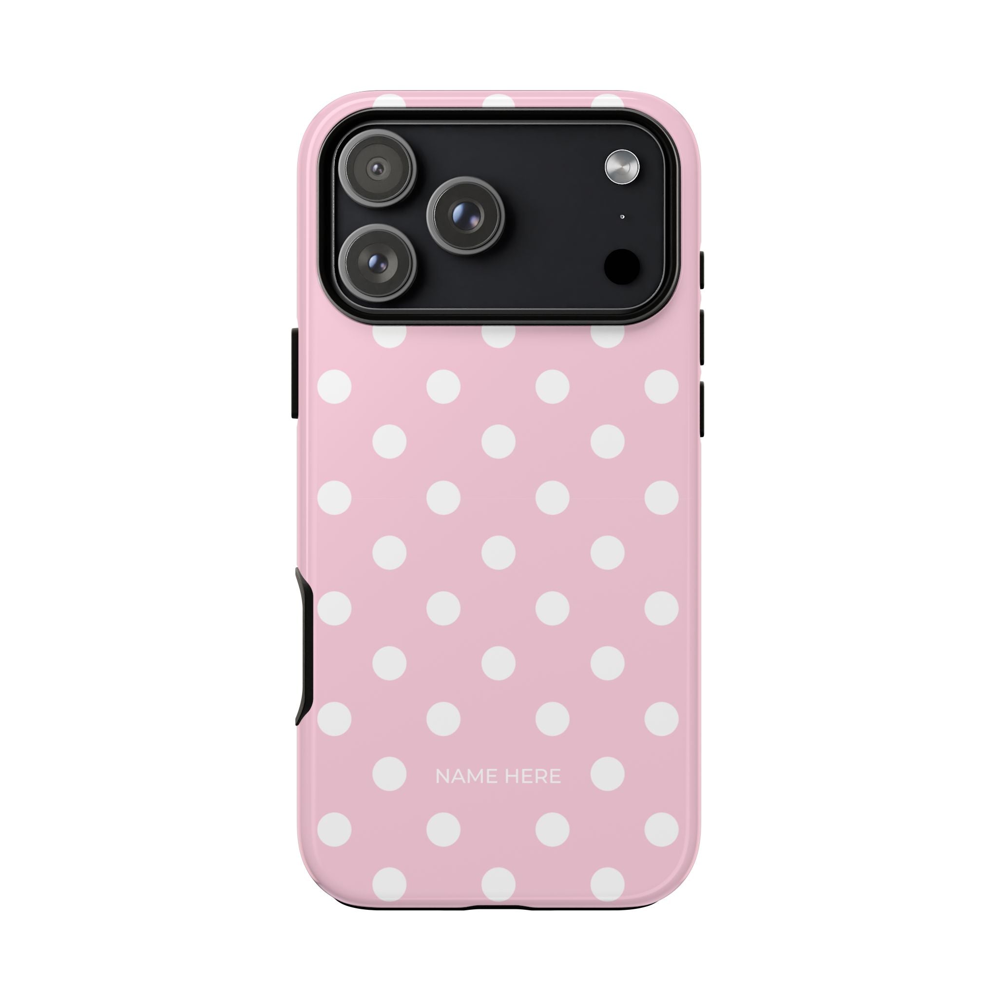 Pink & White PolkaDot Customisable Name Case