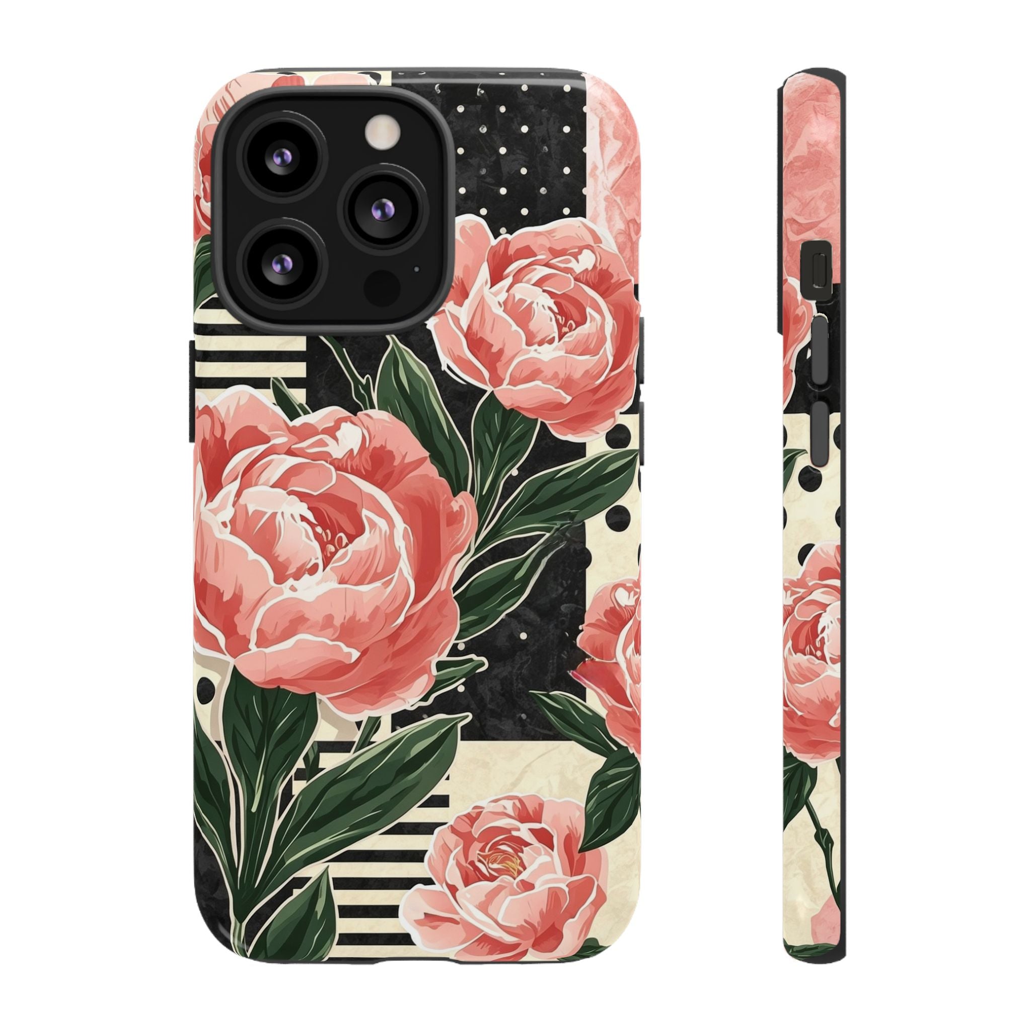 Pink Peony Stripes & Polka Dots